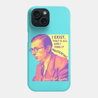 Jean-Paul Sartre Portrait and Quote Phone Case