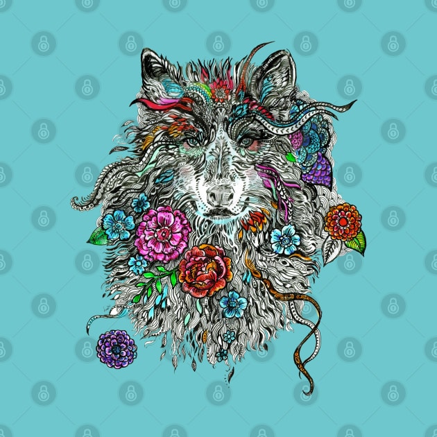Floral Wolf. by FanitsaArt