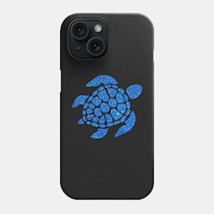 Blue Faux Glitter Turtle Phone Case