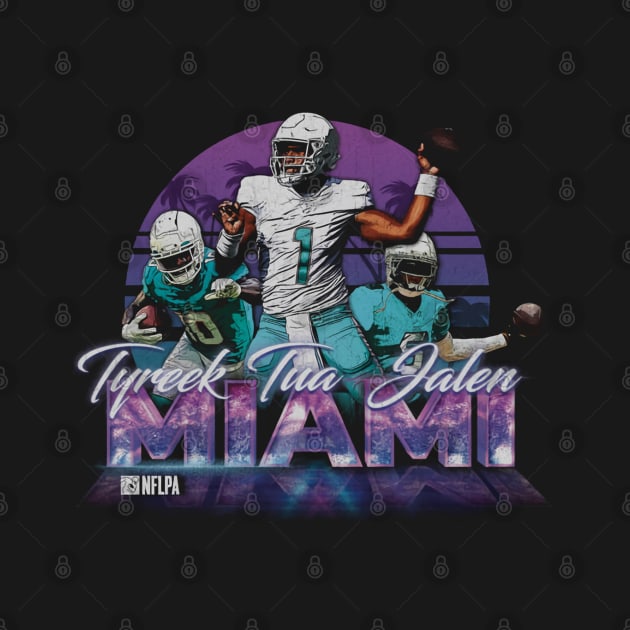 Tua Tagovailoa Tyreek Hill & Jalen Ramsey Miami Neon by ClarityMacaws