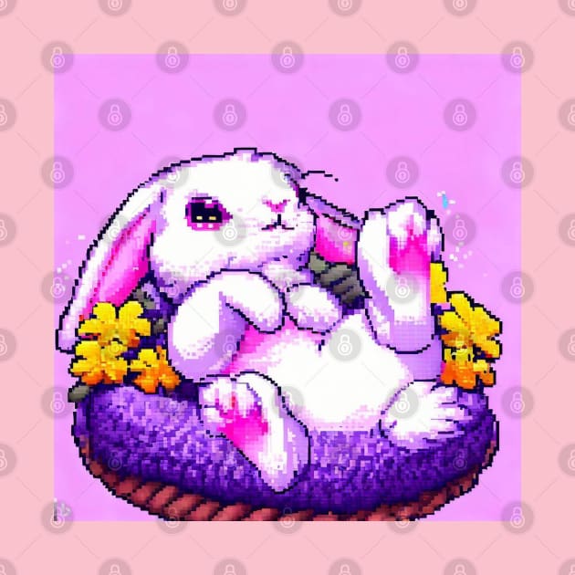 Pixel Bunny in Basket by MellowLazy