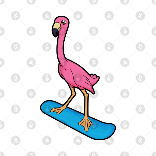 Flamingo as Snowboarder with Snowbaord by Markus Schnabel