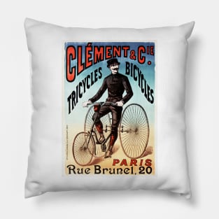 Clement Tricycles Bicycles Rue Brunel Paris Art Nouveau Vintage Advertisement Pillow
