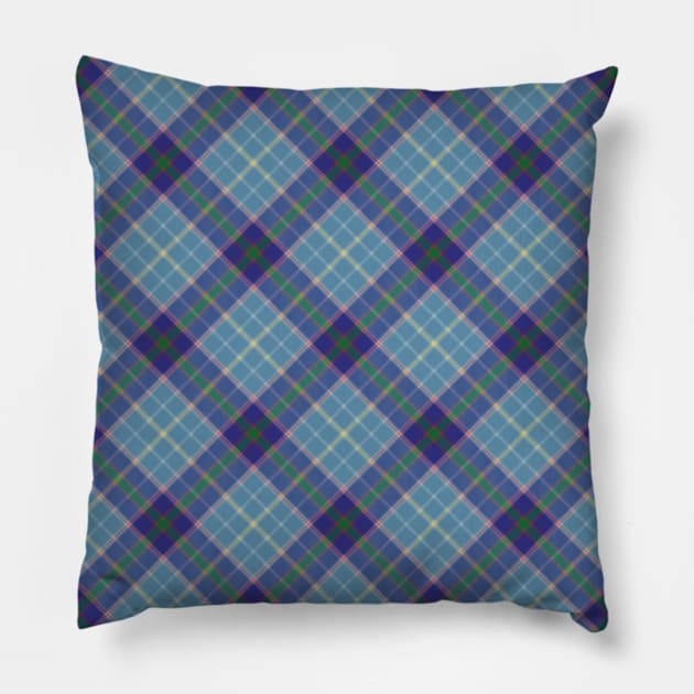 Blue and Green Plaid Texas Tartan Diagonal High Res 300 DPI Pillow by Lodubyal