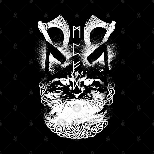 Abstract Cat in Viking Style - White by Scailaret