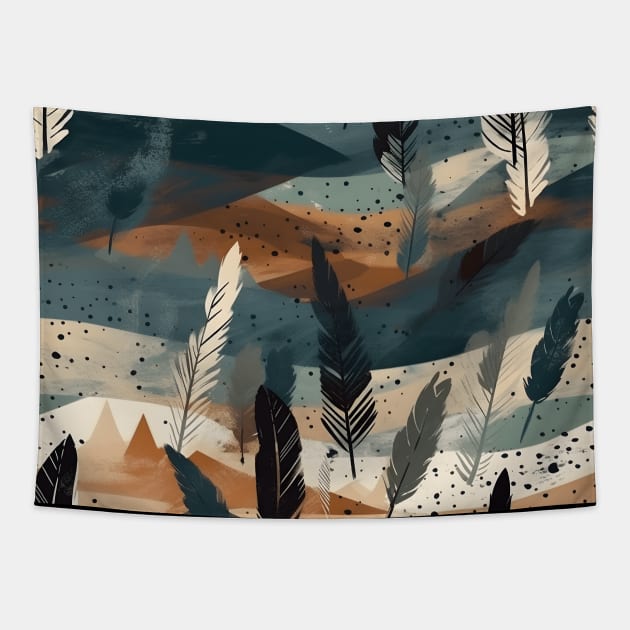 Feather print design Tapestry by Pattern Wonderland 