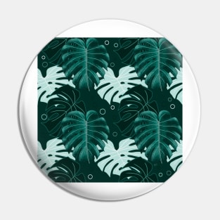 Monstera Pattern - Dark Teal Pin