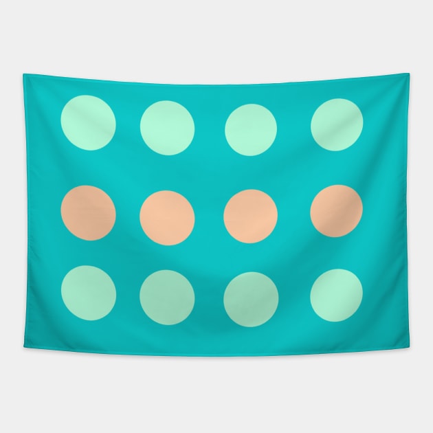 Retro modern teal, mint and peach circular print (Large) Tapestry by VigliottaDesigns
