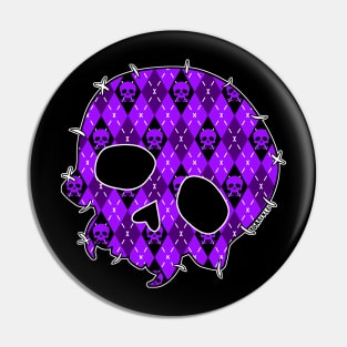 Purple Argyle Skull Pin