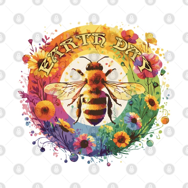 Earth Day Bee and Flowers by Heartsake