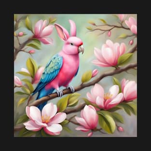 Rabbit ear parrot with magnolia tree T-Shirt