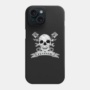 Vintage Mechanic Skull and Crossed Pistons Phone Case