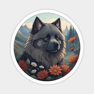 Keeshond Mountain Landscape Magnet