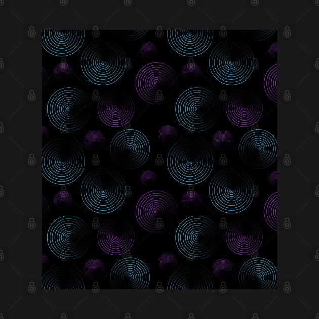 Concentrated blue and violet circles pattern on black. by smartsman