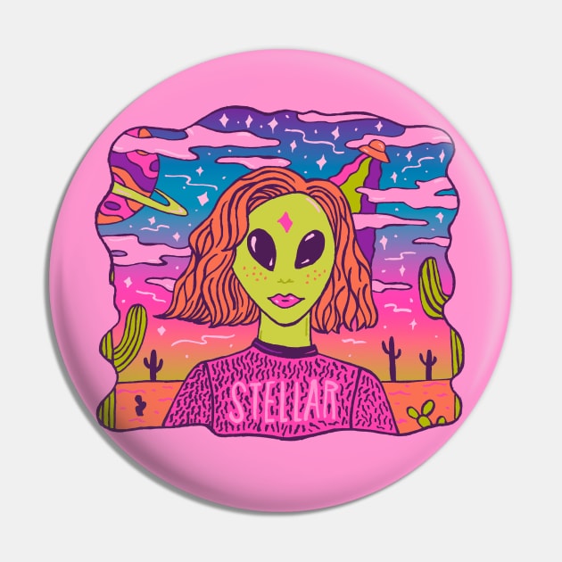 Stellar Girl Pin by Doodle by Meg