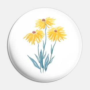 three abstract yellow flower painting Pin