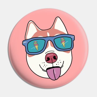 Husky dog with sunglasses Pin