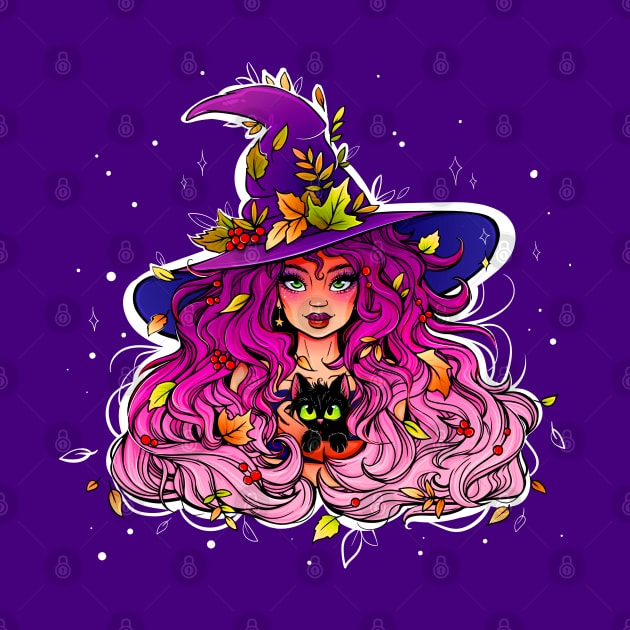 Cute Halloween Autumn Witch by machmigo