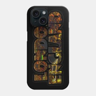 London, England Label with Tower Bridge and City at Night Phone Case