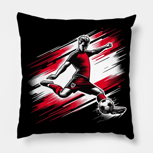 Dynamic Austria Soccer Star in Action - Vector Design Pillow by SergioArt