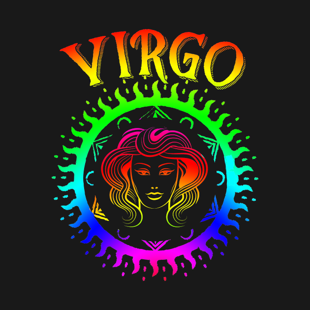 Virgo Psychedelic Hippy Zodiac Sign by letnothingstopyou