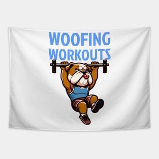 Woofing Workouts: Bulldog's Pull-Up Challenge Tapestry