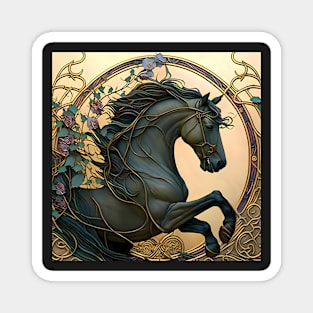 Vintage Art Nouveau Relief Horse Design Magnet