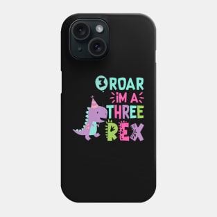 3rd Birthday Dinosaur GirlRex Matching Family Party Three Phone Case