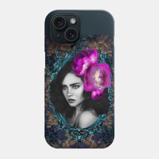 Bright Magenta Flower Girl Portrait Modern Art Contemporary Artwork Phone Case