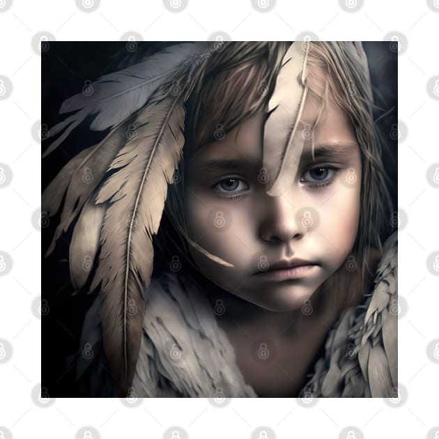 A Young Child Wearing A Headdress of Feathers by daniel4510