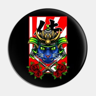 Samurai Cat | Green Kabuto 002 Pin