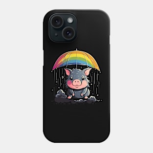 Pot-Bellied Pig Rainy Day With Umbrella Phone Case