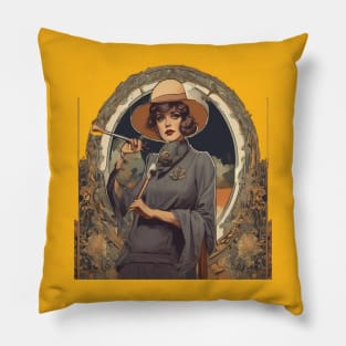 Cute lady golfer smiling shyly Pillow