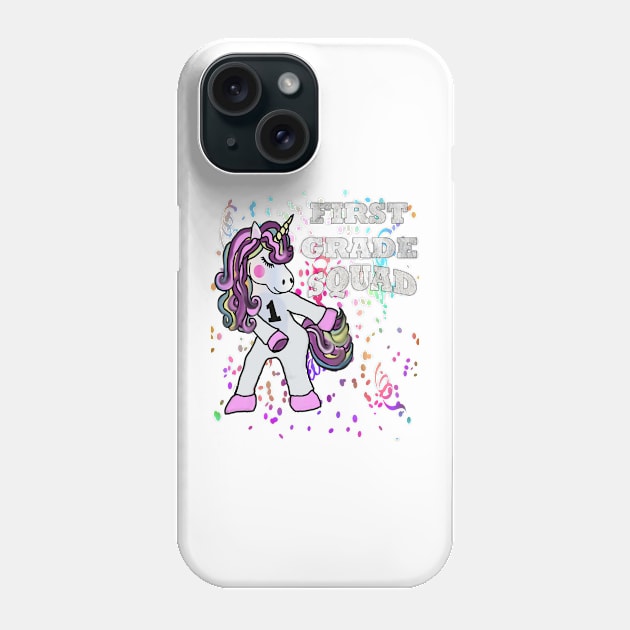 Back to School First Grade Squad Flossing Unicorn Stickers & Gifts Phone Case by tamdevo1