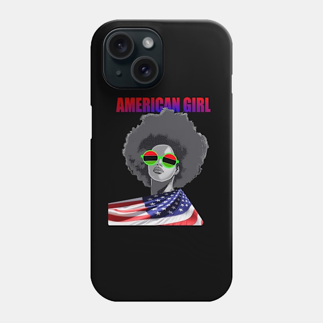 PATRIOTIC AMERICAN FLAG INDEPENDENCE DAY BLACK GIRL JUNETEENTH Phone Case by Jam3x