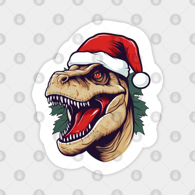 Christmas TRex Magnet by Chromatic Fusion Studio