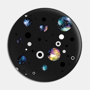 Watercolor Galaxy, Circles and Lines Pin