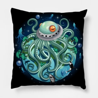 Octopus Alien Spaceship Fantasy Creature Pillow