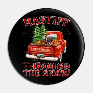 Christmas Mastiff Through The Snow Dog Santa Truck Tree Pin
