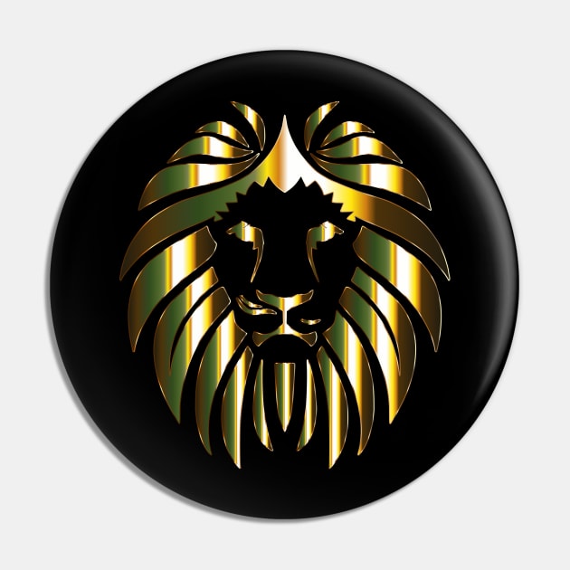 Golden Lion On Black Pin by designsbycreation