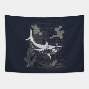 Vintage, steampunk shark Tapestry