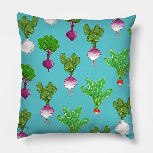 Root vegetable pattern Pillow by mailboxdisco