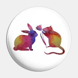 Rat and rabbit Pin