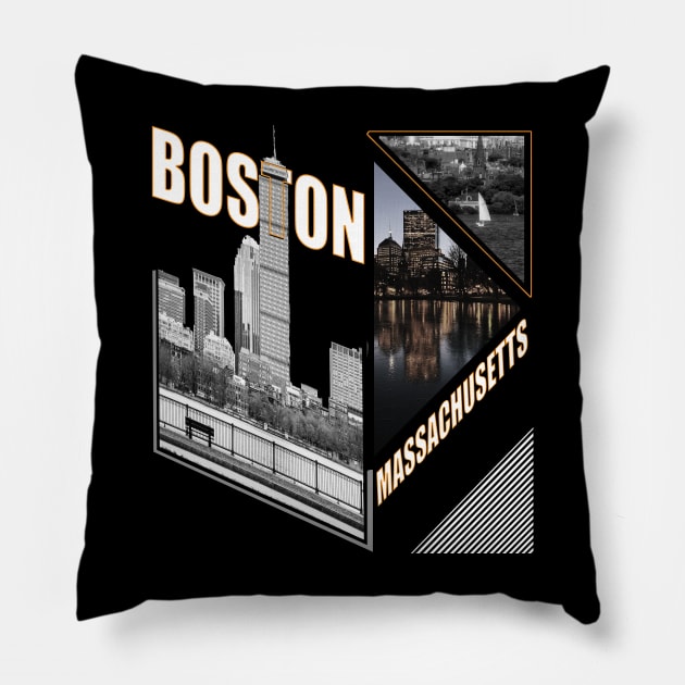 Boston Massachusetts Pillow by TeeText