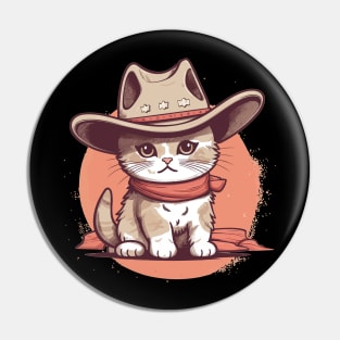 Funny Cat Cowboy Cowgirl Meow Howdy Meowdy Pin