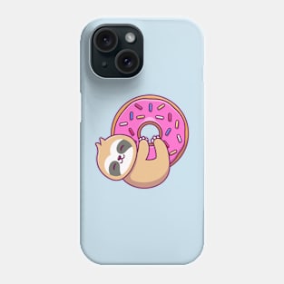 Cute Sloth Hug Big Doughnut Phone Case