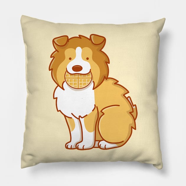 Sheltie and Waffle Pillow by Wlaurence