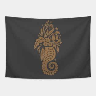 Floral Boho Surrealism Seahorse Tapestry