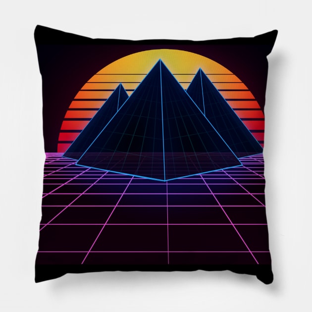 Outrun Pyramids Pillow by Oh My Martyn