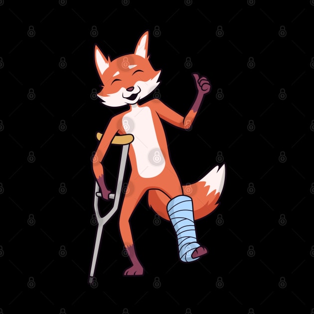 On crutches - cartoon fox by Modern Medieval Design